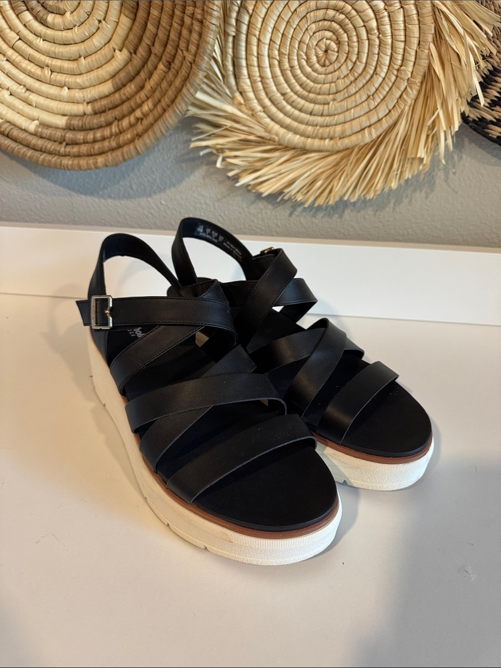 Dr Scholls Black Strappy Platform Sandals